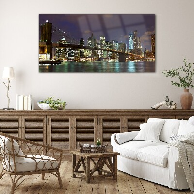 Bild aus glas Brooklyn Bridge bei Nacht