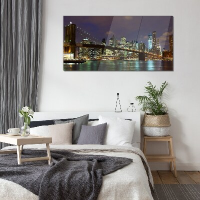 Bild aus glas Brooklyn Bridge bei Nacht