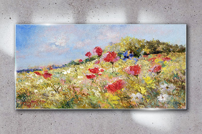 Glasbild Abstrakte Blumenlandschaft