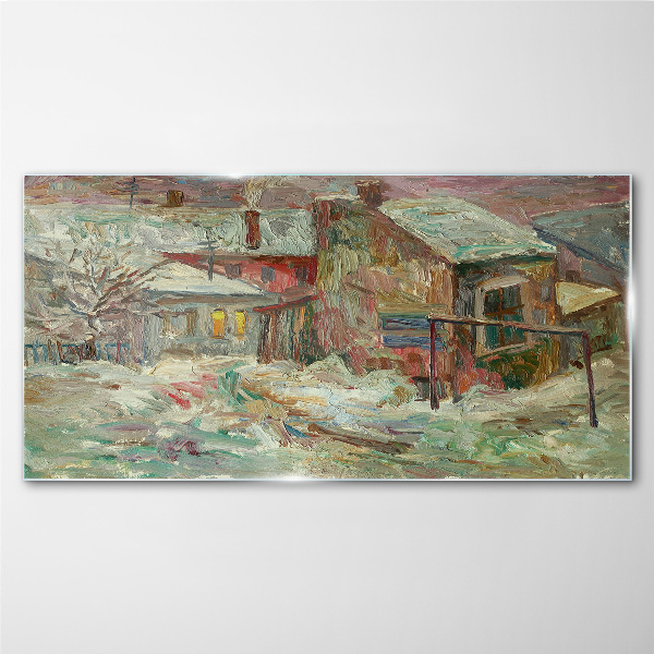 Glasbild Winterlandschaft in Pastellfarben