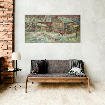 Glasbild Winterlandschaft in Pastellfarben