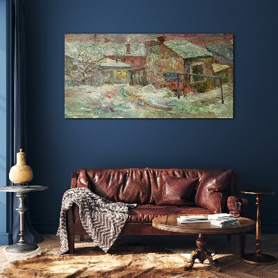 Glasbild Winterlandschaft in Pastellfarben