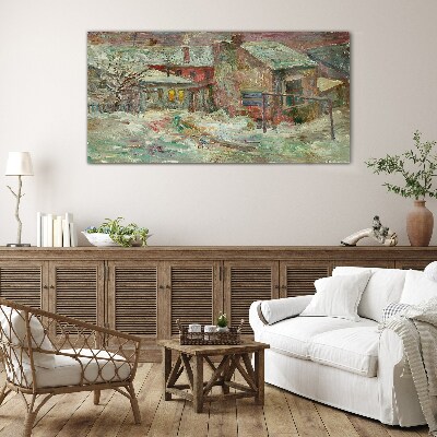 Glasbild Winterlandschaft in Pastellfarben