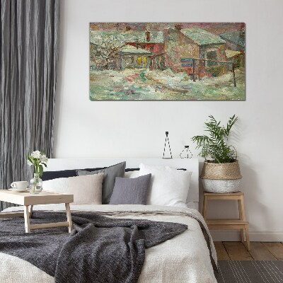 Glasbild Winterlandschaft in Pastellfarben