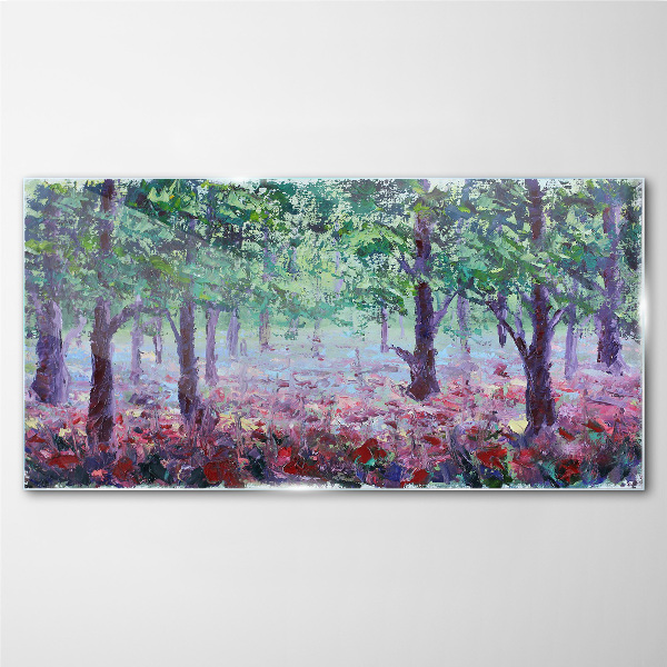 Glasbild Blumenwald am Morgen