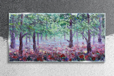 Glasbild Blumenwald am Morgen