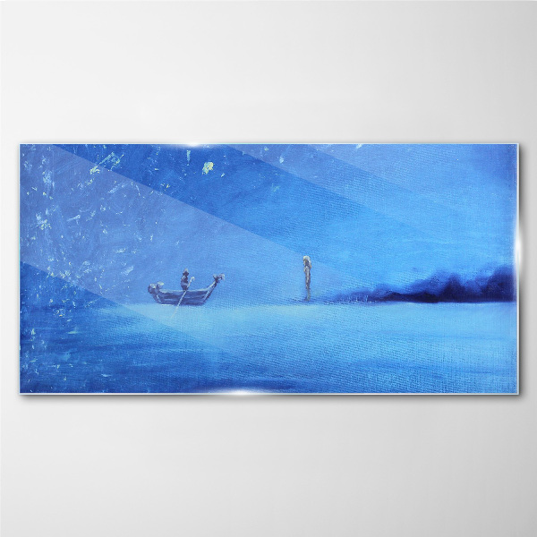 Glasbild Eine Oase der Ruhe in Blautönen