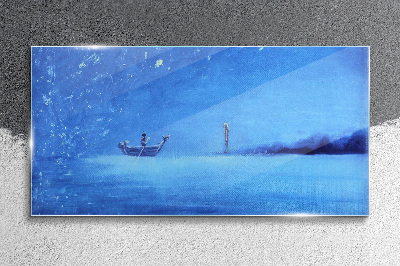 Glasbild Eine Oase der Ruhe in Blautönen