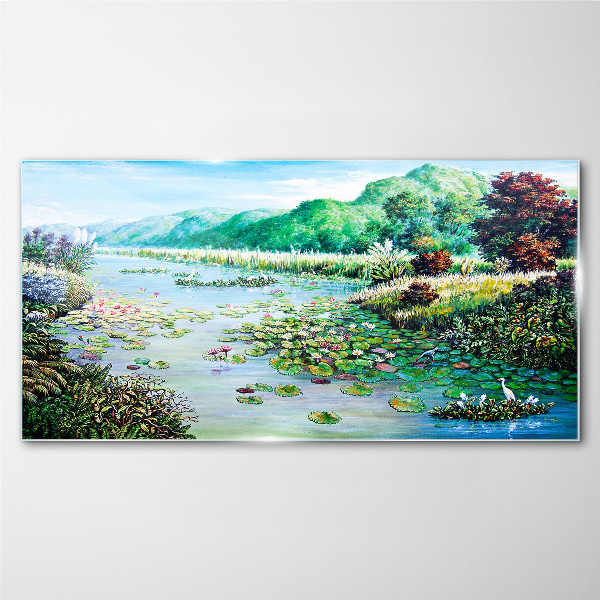 Bild auf glas Landschaft mit Seerosen