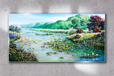 Bild auf glas Landschaft mit Seerosen