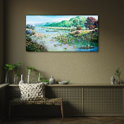 Bild auf glas Landschaft mit Seerosen