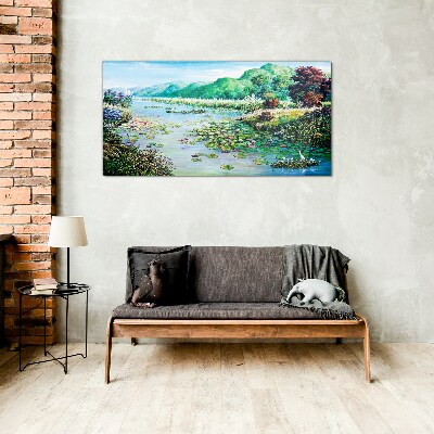 Bild auf glas Landschaft mit Seerosen