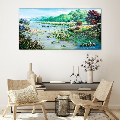 Bild auf glas Landschaft mit Seerosen