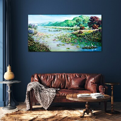 Bild auf glas Landschaft mit Seerosen