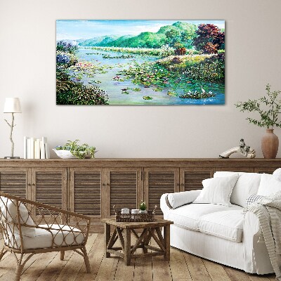 Bild auf glas Landschaft mit Seerosen