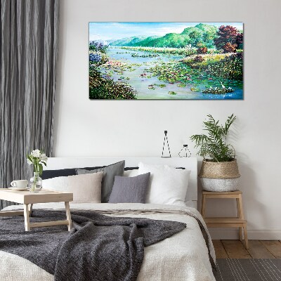 Bild auf glas Landschaft mit Seerosen