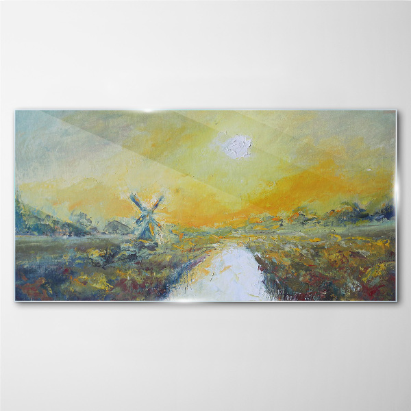 Bild auf glas Goldene Felder unter sonnigem Himmel