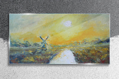 Bild auf glas Goldene Felder unter sonnigem Himmel