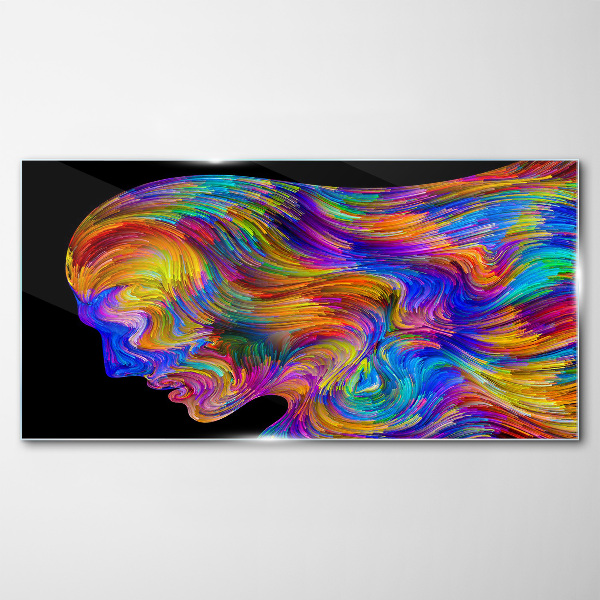 Glasbild Bunte Silhouette in Bewegung
