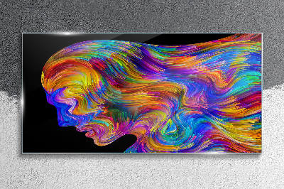 Glasbild Bunte Silhouette in Bewegung