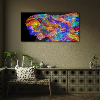 Glasbild Bunte Silhouette in Bewegung