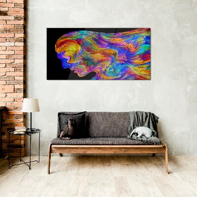Glasbild Bunte Silhouette in Bewegung