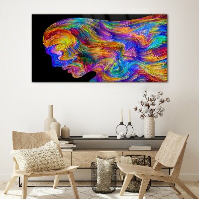 Glasbild Bunte Silhouette in Bewegung