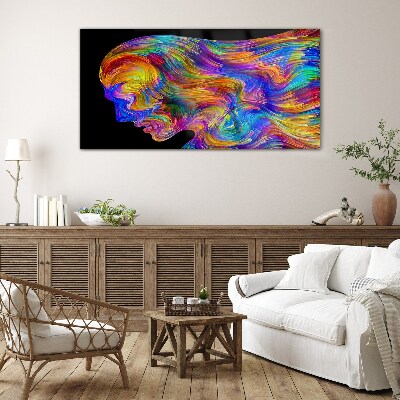 Glasbild Bunte Silhouette in Bewegung