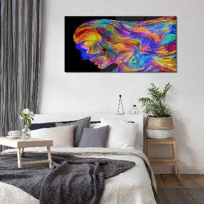 Glasbild Bunte Silhouette in Bewegung