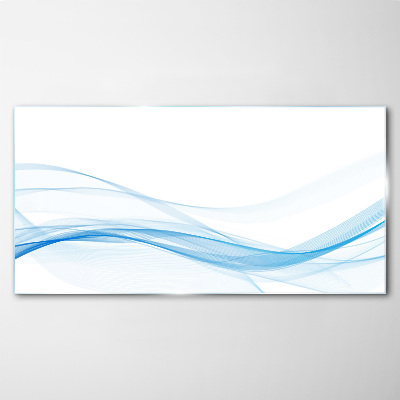 Glasbild Wellen in Blautönen