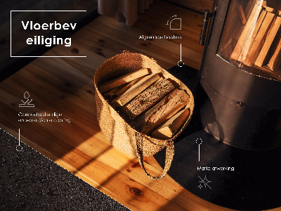 Vorlegeplatte für Kaminöfen aus Schwarzblech in Viertelkreisform