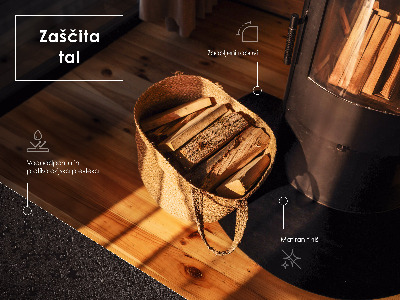 Vorlegeplatte für Kaminöfen aus Schwarzblech in Viertelkreisform