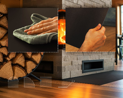 Vorlegeplatte für Kaminöfen aus Schwarzblech in Viertelkreisform