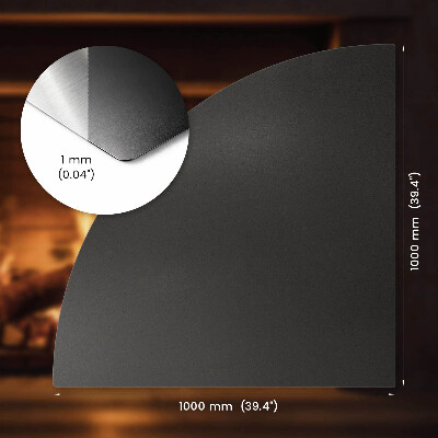 Vorlegeplatte für Kaminöfen aus Schwarzblech in Viertelkreisform