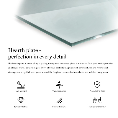 Sechseckiges Glasplatte für Kamin transparentes