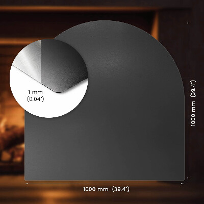 Vorlegeplatte für Kaminöfen aus Schwarzblech, halboval