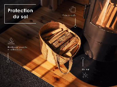 Vorlegeplatte für Kaminöfen aus Schwarzblech, halboval