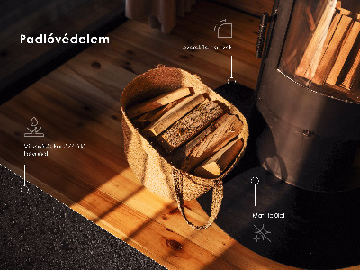 Vorlegeplatte für Kaminöfen aus Schwarzblech, halboval