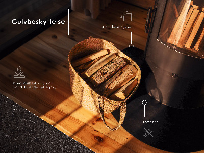 Vorlegeplatte für Kaminöfen aus Schwarzblech, halboval