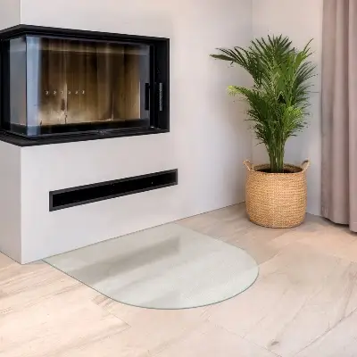 Halbovale Kamin-Glasplatte halbtransparent