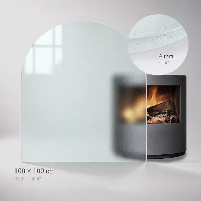 Halbovale Kamin-Glasplatte halbtransparent