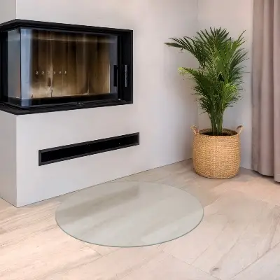 Runde halbtransparente Glasplatte für Öfen