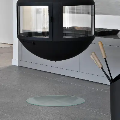 Runde halbtransparente Glasplatte für Öfen