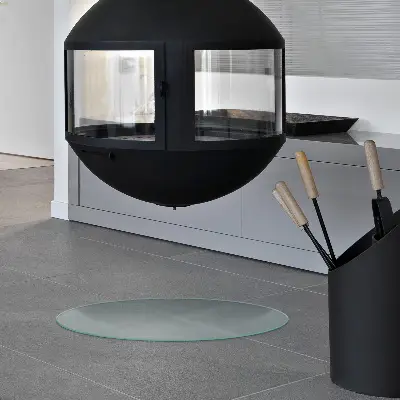 Runde halbtransparente Glasplatte für Öfen