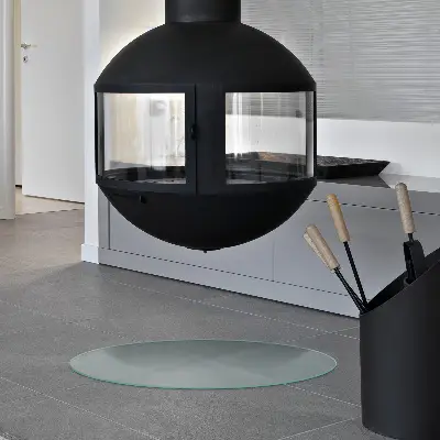 Runde halbtransparente Glasplatte für Öfen