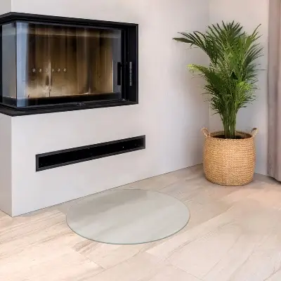 Runde halbtransparente Glasplatte für Öfen