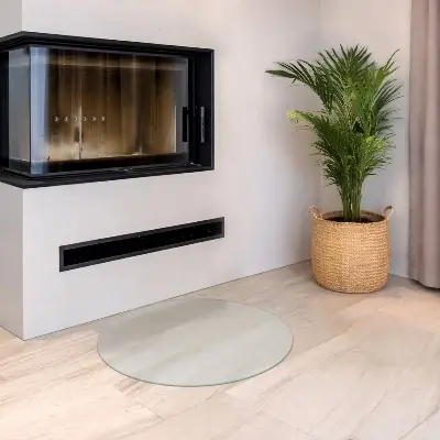 Runde halbtransparente Glasplatte für Öfen