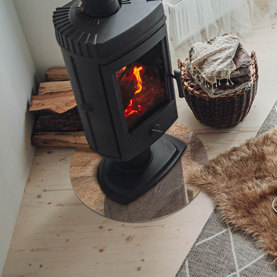 Runde Kamin Glasplatte Natursteinstruktur