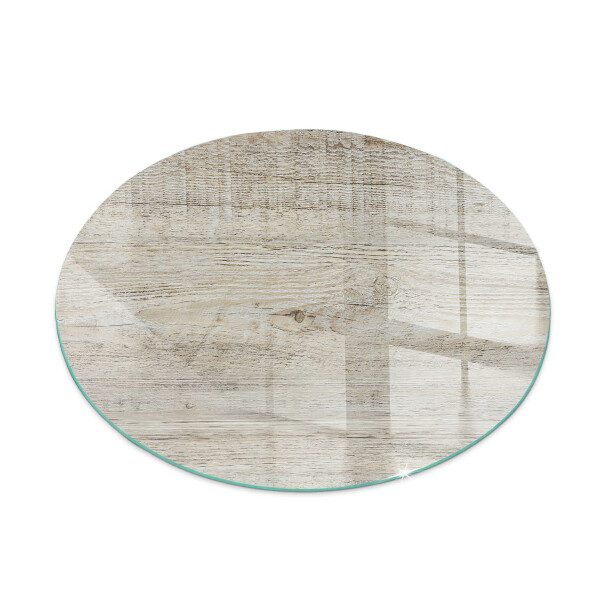 Runde Kamin Glasplatte Helle Holzstruktur