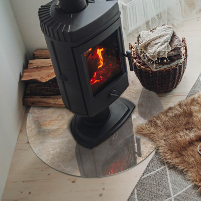 Runde Kamin Glasplatte Natursteinmuster